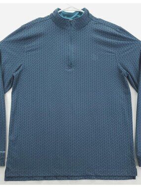 Googan Squad Shirt Mens Medium Blue Stretch Mock Neck 1/4 Zip Fishing Pullover
